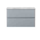 Hudson Reed Urban Wall Hung 2 Drawer Vanity Unit With Bellato Grey Worktop 800Mm - Satin Grey