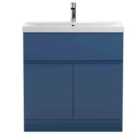 Hudson Reed Urban Floor Standing 2 Door Vanity Unit With Thin-edge Basin 800Mm - Satin Blue