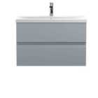 Hudson Reed Urban Wall Hung 2 Drawer Vanity Unit With Mid-edge Basin 800Mm - Satin Grey