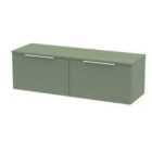 Hudson Reed Fluted 1200Mm Wall Hung 2-drawer Vanity And Worktop - Satin Green