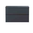 Hudson Reed Urban Wall Hung 2 Drawer Vanity & Laminate Worktop, 800Mm - Soft Black