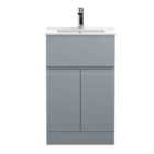 Hudson Reed Urban Floor Standing 2 Door 1 Drawer Vanity Unit With Minimalist Basin 500Mm - Satin Grey