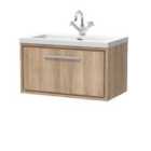 Hudson Reed Lille 800Mm Wall Hung Single Drawer Vanity With Basin - 1 Tap Hole - Bleached Oak