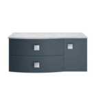 Hudson Reed Sarenna Wall Hung Left Hand 2 Drawer 1 Door Vanity Unit With Grey Marble Top 1000Mm - Mineral Blue
