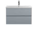 Hudson Reed Urban Wall Hung 2 Drawer Vanity Unit With Thin-edge Basin 800Mm - Satin Grey