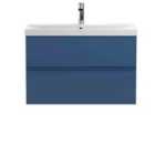 Hudson Reed Urban Wall Hung 2 Drawer Vanity Unit With Thin-edge Basin 800Mm - Satin Blue