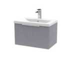 Hudson Reed Fluted 600Mm Wall Hung Single Drawer Vanity And Mid-edge Basin - Satin Grey