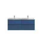 Hudson Reed Urban 1200Mm Wall Hung 4-drawer Vanity & Double Polymarble Basin - Satin Blue