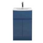 Hudson Reed Urban Floor Standing 2 Door 1 Drawer Vanity Unit With Curved Basin 500Mm - Satin Blue