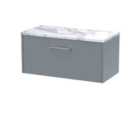 Hudson Reed Juno 800Mm Wall Hung Single Drawer Vanity & Laminate Worktop - Coastal Grey