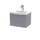 Hudson Reed Fluted 500Mm Wall Hung Single Drawer Vanity And Mid-edge Basin - Satin Grey