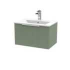 Hudson Reed Fluted 600Mm Wall Hung Single Drawer Vanity And Minimalist Basin - Satin Green