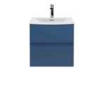 Hudson Reed Urban Wall Hung 2 Drawer Vanity Unit With Curved Basin 500Mm - Satin Blue