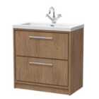 Hudson Reed Lille 800Mm Floor Standing 2-drawer Vanity With Basin - 1 Tap Hole - Antique Oak