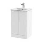 Hudson Reed Fluted 500Mm Floor Standing 2-door Vanity And Minimalist Basin - Satin White