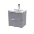 Hudson Reed Fluted 500Mm Wall Hung 2-drawer Vanity And Mid-edge Basin - Satin Grey