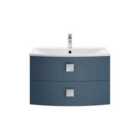 Hudson Reed Sarenna Wall Hung 2 Drawer Vanity Unit With Polymarble Basin 700Mm - Mineral Blue
