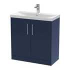 Hudson Reed Juno 800Mm Floor Standing 2-door Vanity & Basin 3 - Midnight Blue