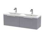 Hudson Reed Fluted 1200Mm Wall Hung 2-drawer Vanity And Double Basin - Satin Grey