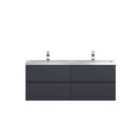 Hudson Reed Urban Wall Hung 4 Drawer Vanity & Double Ceramic Basin, 1200Mm - Soft Black