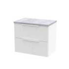 Hudson Reed Fluted 600Mm Wall Hung 2-drawer Vanity And Laminate Top - Satin White