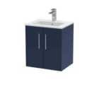 Hudson Reed Juno 500Mm Wall Hung 2-door Vanity & Basin 2 - Midnight Blue