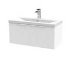 Hudson Reed Fluted 800Mm Wall Hung Single Drawer Vanity And Mid-edge Basin - Satin White