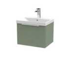 Hudson Reed Fluted 500Mm Wall Hung Single Drawer Vanity And Thin-edge Basin - Satin Green
