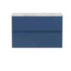 Hudson Reed Urban Wall Hung 2 Drawer Vanity Unit With Bellato Grey Worktop 800Mm - Satin Blue