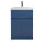 Hudson Reed Urban Floor Standing 2 Door 1 Drawer Vanity Unit With Mid-edge Basin 600Mm - Satin Blue