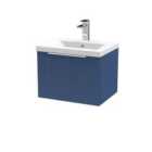 Hudson Reed Fluted 500Mm Wall Hung Single Drawer Vanity And Mid-edge Basin - Satin Blue