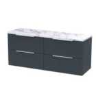 Hudson Reed Fluted 1200Mm Wall Hung 4-drawer Vanity & Laminate Worktop - Soft Black