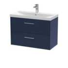Hudson Reed Juno 800Mm Wall Hung 2-drawer Vanity & Basin 3 - Midnight Blue