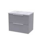 Hudson Reed Fluted 600Mm Wall Hung 2-drawer Vanity And Laminate Top - Satin Grey