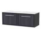 Hudson Reed Lille 1200Mm Wall Hung Single Drawer Vanity With Marble Worktop - Graphite Grey Woodgrain