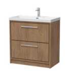 Hudson Reed Lille 800Mm Floor Standing 2-drawer Vanity With Basin - 1 Tap Hole - Antique Oak