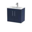 Hudson Reed Juno 600Mm Wall Hung 2-door Vanity & Basin 2 - Midnight Blue
