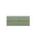 Hudson Reed Urban 1200Mm Wall Hung 4-drawer Unit & Laminate Worktop - Satin Green