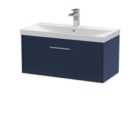 Hudson Reed Juno 800Mm Wall Hung Single Drawer Vanity & Basin 3 - Midnight Blue