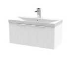 Hudson Reed Fluted 800Mm Wall Hung Single Drawer Vanity And Thin-edge Basin - Satin White