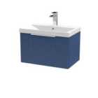 Hudson Reed Fluted 600Mm Wall Hung Single Drawer Vanity And Thin-edge Basin - Satin Blue
