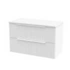 Hudson Reed Fluted 800Mm Wall Hung 2-drawer Vanity And Worktop - Satin White