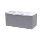 Hudson Reed Fluted 800Mm Wall Hung Single Drawer Vanity & Laminate Worktop - Satin Grey