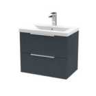 Hudson Reed Fluted 600Mm Wall Hung 2-drawer Vanity And Mid-edge Basin - Soft Black