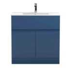 Hudson Reed Urban Floor Standing 2 Door 1 Drawer Vanity Unit With Minimalist Basin 800Mm - Satin Blue