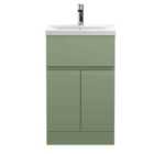 Hudson Reed Urban 500Mm Floor Standing 2-door/Drawer Unit And Mid-edge Basin 1 Tap Hole - Satin Green