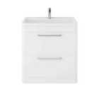 Hudson Reed Solar Floor Standing 2 Drawer Vanity Unit With Polymarble Basin 800Mm - Pure White