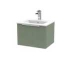 Hudson Reed Fluted 500Mm Wall Hung Single Drawer Vanity And Minimalist Basin - Satin Green