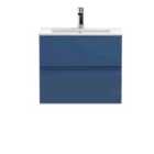 Hudson Reed Urban Wall Hung 2 Drawer Vanity Unit With Minimalist Basin 600Mm - Satin Blue