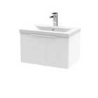 Hudson Reed Fluted 600Mm Wall Hung Single Drawer Vanity And Mid-edge Basin - Satin White